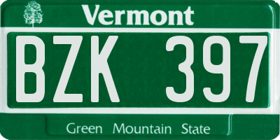 VT license plate BZK397