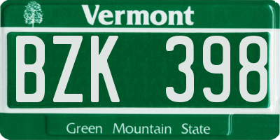 VT license plate BZK398