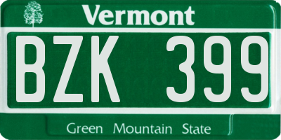 VT license plate BZK399