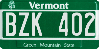 VT license plate BZK402