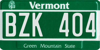 VT license plate BZK404