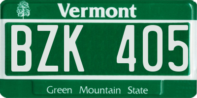 VT license plate BZK405