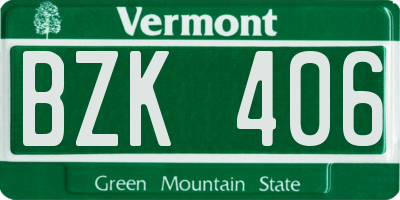VT license plate BZK406