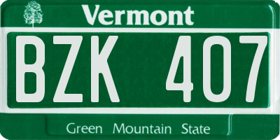 VT license plate BZK407