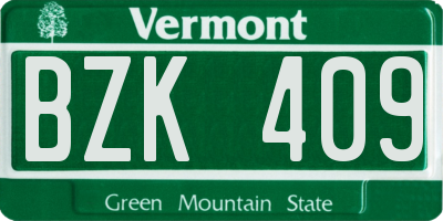 VT license plate BZK409