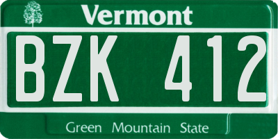 VT license plate BZK412