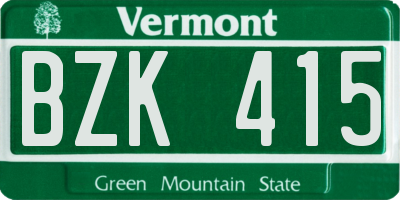 VT license plate BZK415