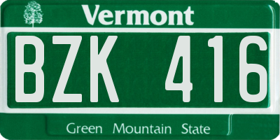 VT license plate BZK416