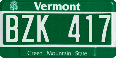 VT license plate BZK417