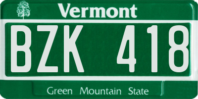 VT license plate BZK418