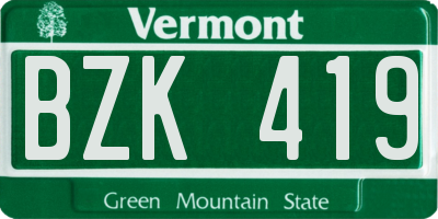 VT license plate BZK419