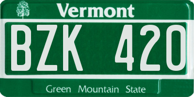 VT license plate BZK420