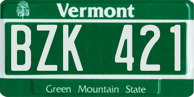 VT license plate BZK421