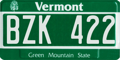 VT license plate BZK422