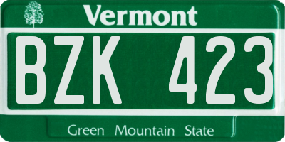 VT license plate BZK423