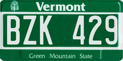 VT license plate BZK429