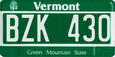 VT license plate BZK430