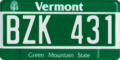 VT license plate BZK431