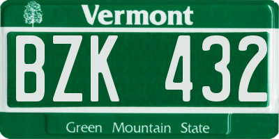 VT license plate BZK432