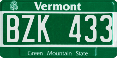 VT license plate BZK433
