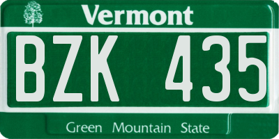 VT license plate BZK435