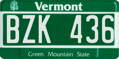 VT license plate BZK436