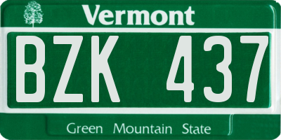 VT license plate BZK437