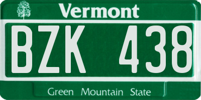 VT license plate BZK438