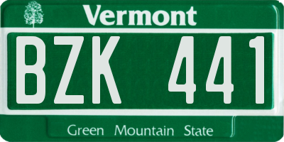 VT license plate BZK441