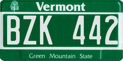 VT license plate BZK442