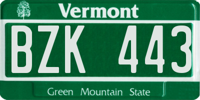 VT license plate BZK443