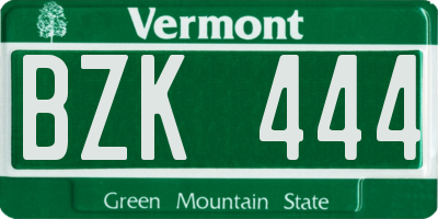 VT license plate BZK444