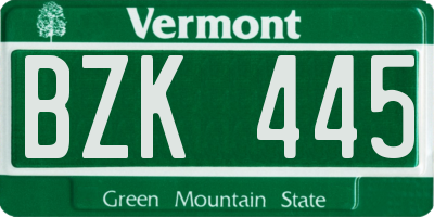 VT license plate BZK445