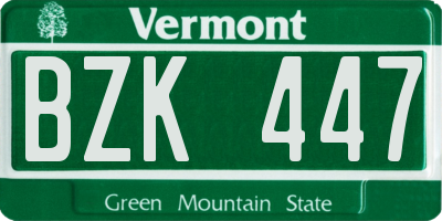 VT license plate BZK447