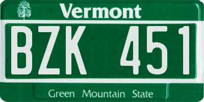 VT license plate BZK451