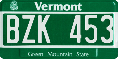 VT license plate BZK453