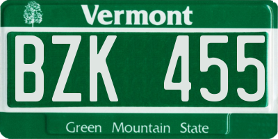 VT license plate BZK455