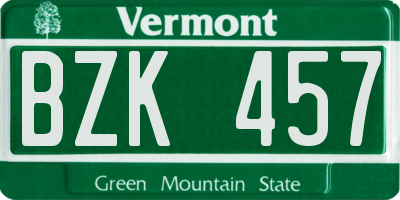 VT license plate BZK457