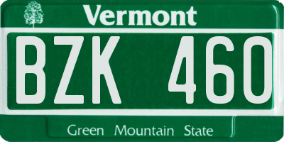 VT license plate BZK460