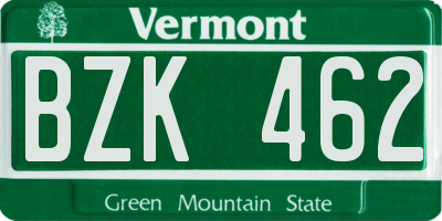 VT license plate BZK462