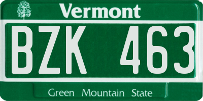 VT license plate BZK463