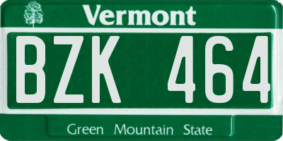 VT license plate BZK464