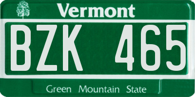 VT license plate BZK465