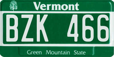 VT license plate BZK466