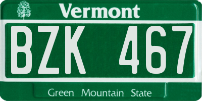 VT license plate BZK467