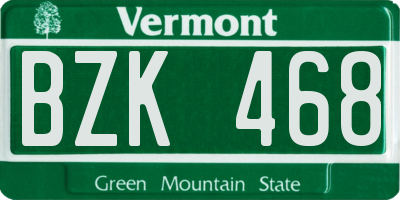 VT license plate BZK468