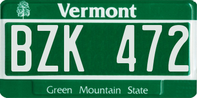 VT license plate BZK472