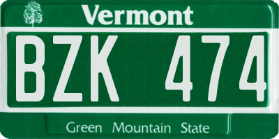 VT license plate BZK474