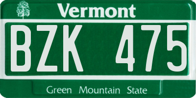 VT license plate BZK475
