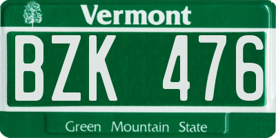 VT license plate BZK476